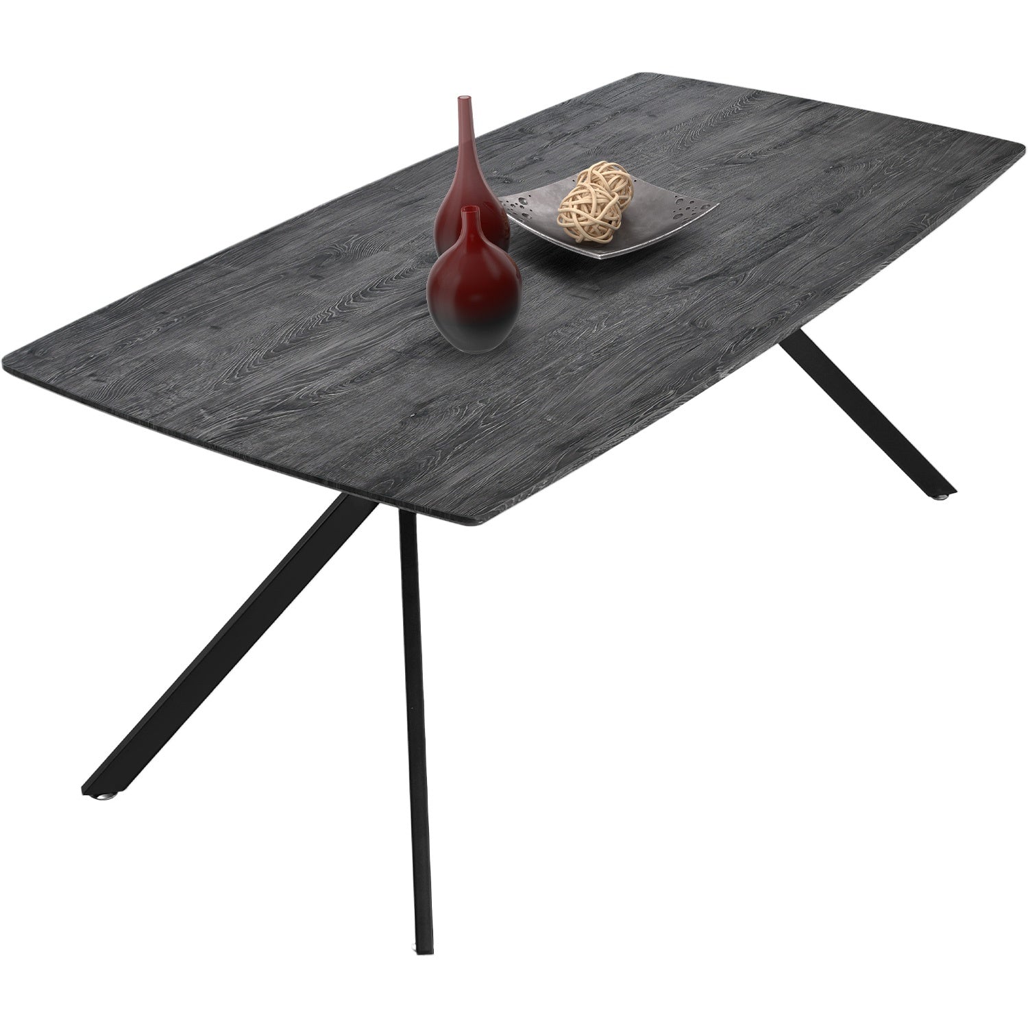 Mesa Comedor 6 Pers Nordico Gris Hogar Lujo 180x90x73