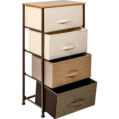 Mueble Buro Organizador Comoda 4 Cajones Tela Moderno Cafe