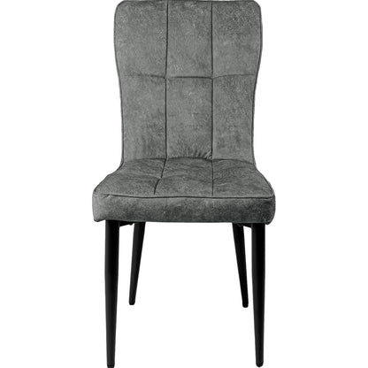 Silla Comedor Alta Vinipiel Moderna Tapizada  Estructura De La Silla Negro Asiento Gris Oscuro
