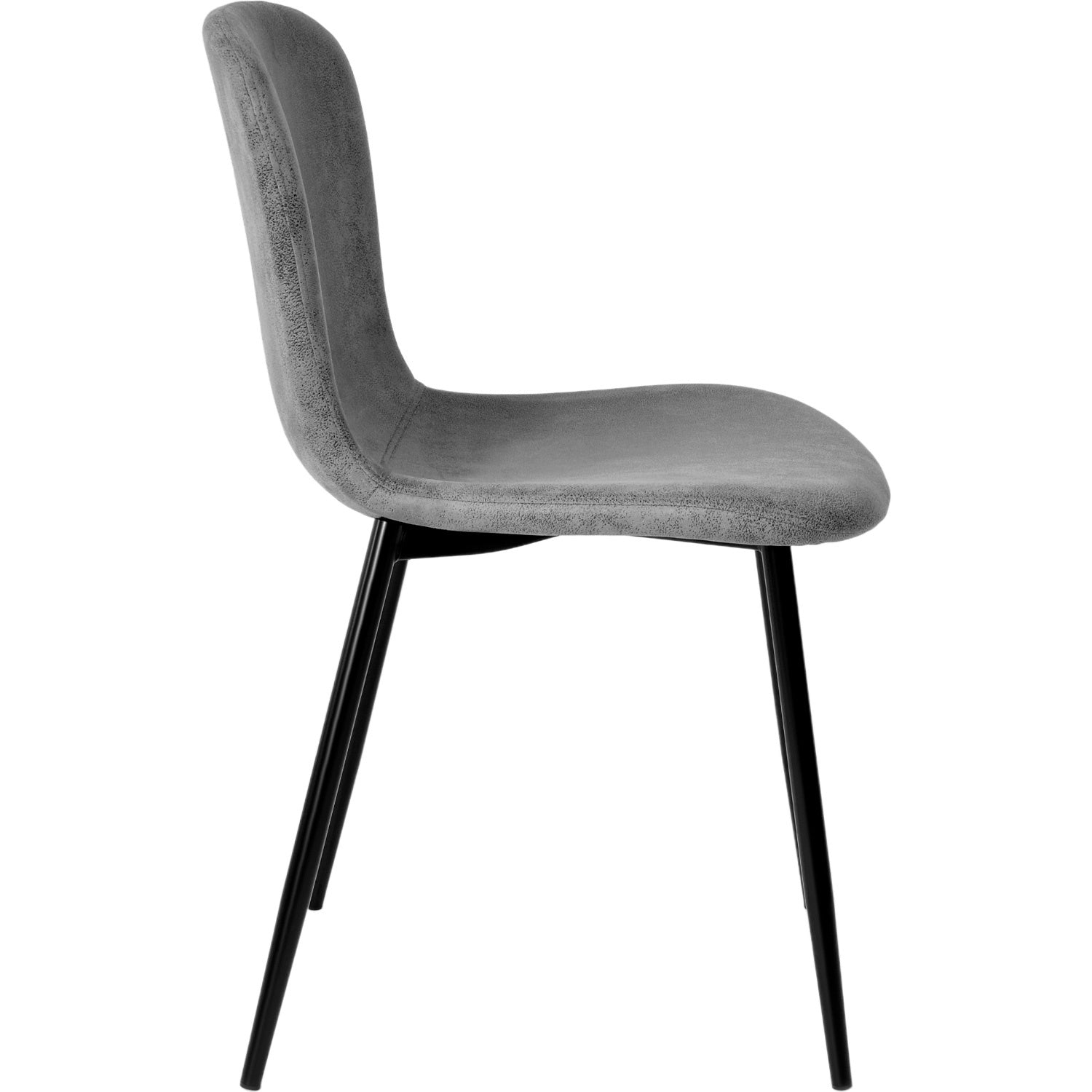 Set 4 Sillas Juego Comedor Cocina Suede Gamuza Gris Color De La Estructura De La Silla Negro