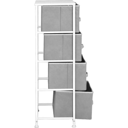 Mueble Buro Organizador Comoda 4 Cajones Tela Moderno Gris