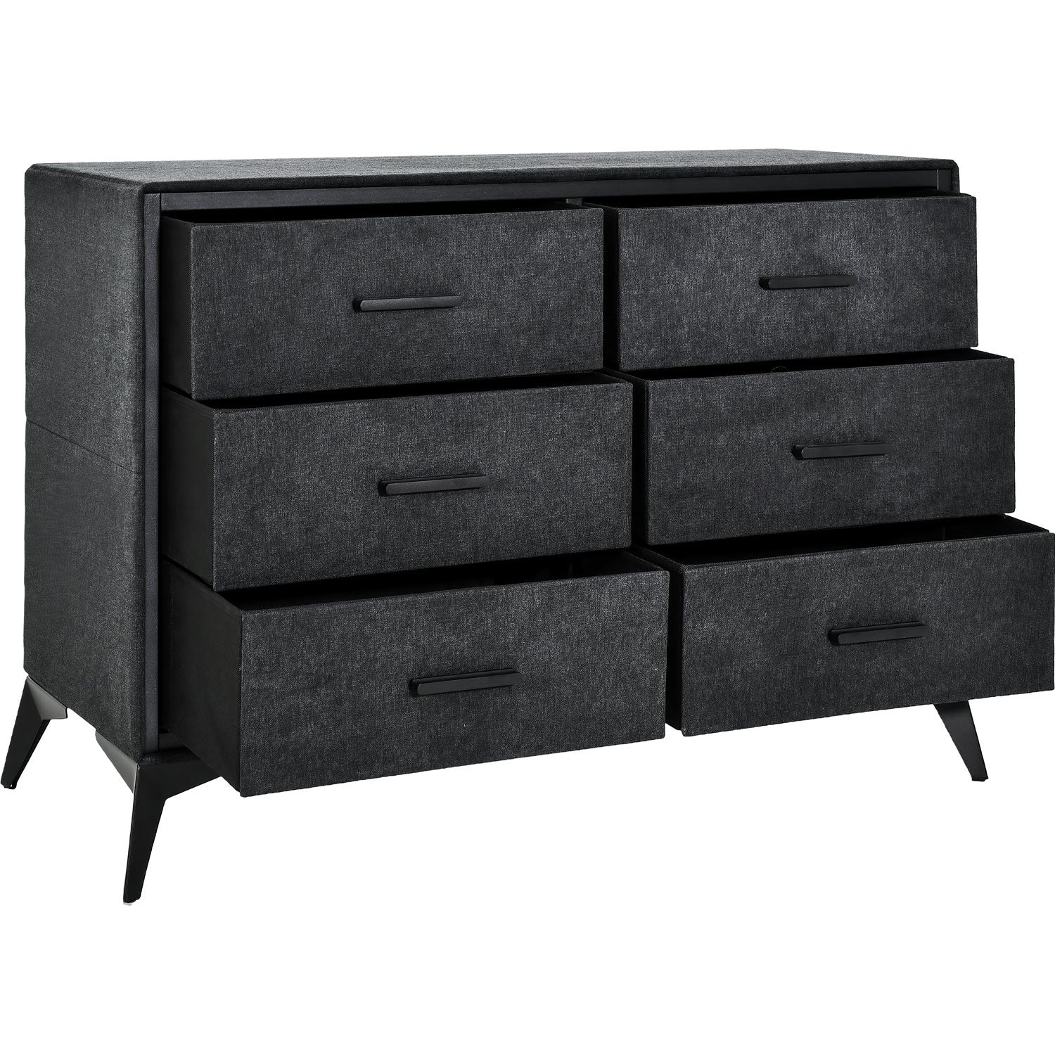Comoda Mueble Cajonera Buro 6 Cajones Tela Tejido Recamara Color Negro