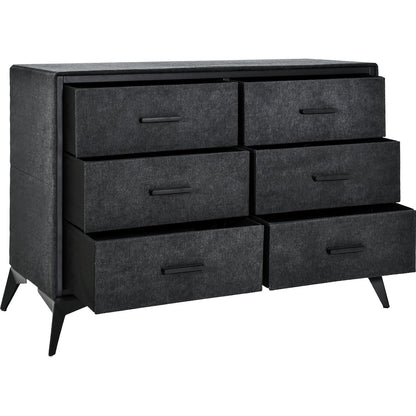 Comoda Mueble Cajonera Buro 6 Cajones Tela Tejido Recamara Color Negro