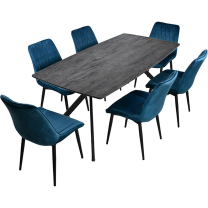 Mesa Comedor 6 Pers Nordico Gris Hogar Lujo 180x90x73