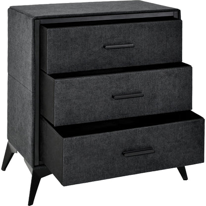 Buro Cajonera 3 Cajones Tela Tejido Comoda Recamara Negro