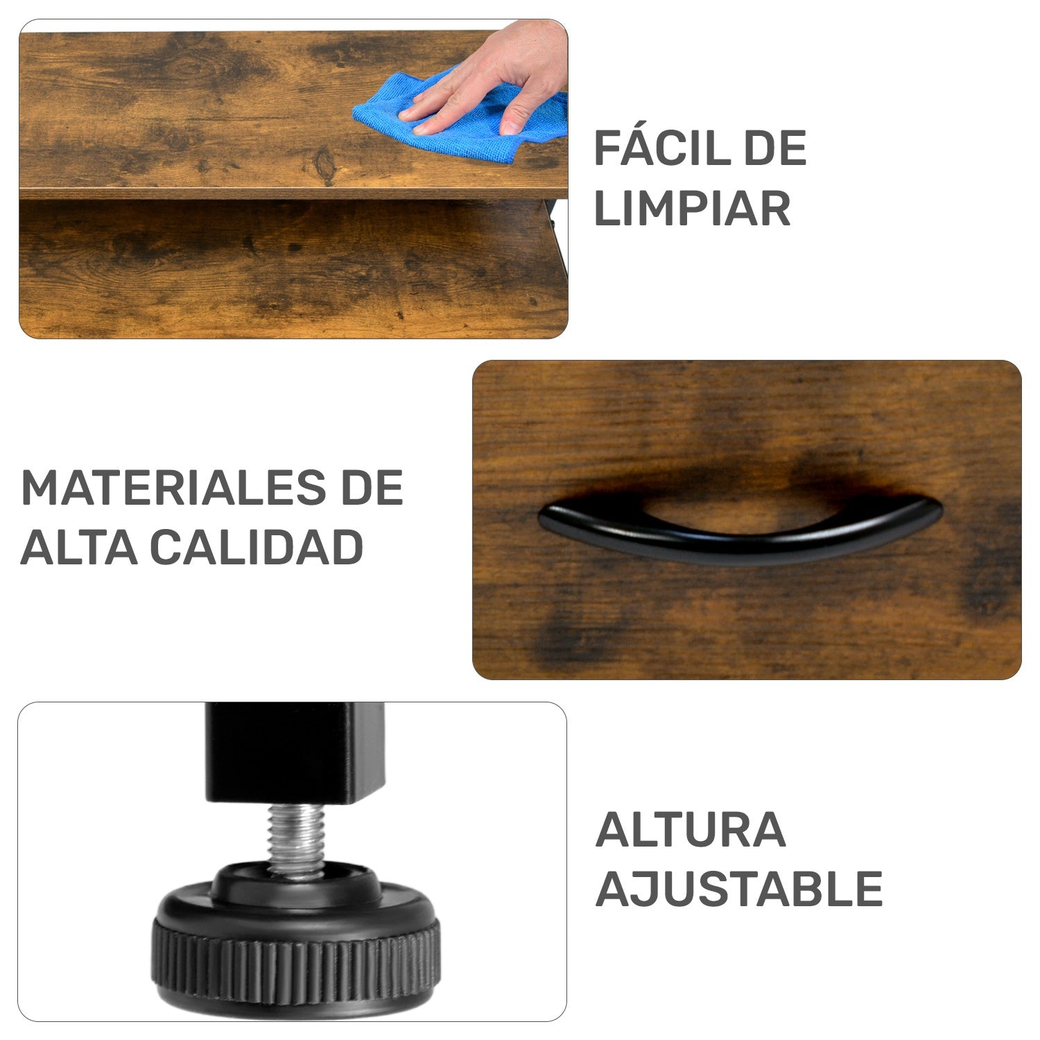 Comoda Mueble 5 Cajoneras Metal Organizador Madera