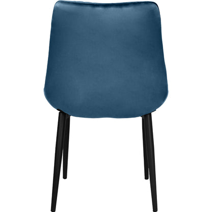 Silla Tapizada Terciopelo Elegantes Comedor Moderna Estructura De La Silla Negro Asiento Azul Oscuro