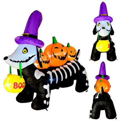 Inflable Halloween 1.8m Perro Salchicha Embrujado Luz Led