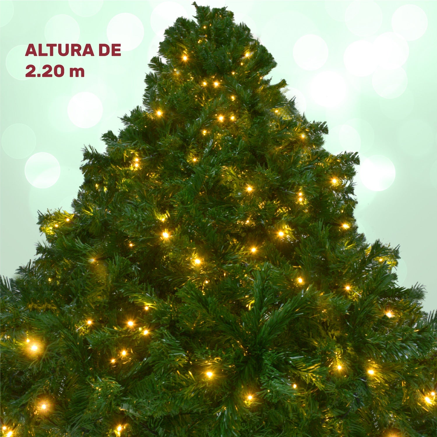Arbol Navidad Verde Frondoso 2.20 Cm Luces Led 1104 Ramas