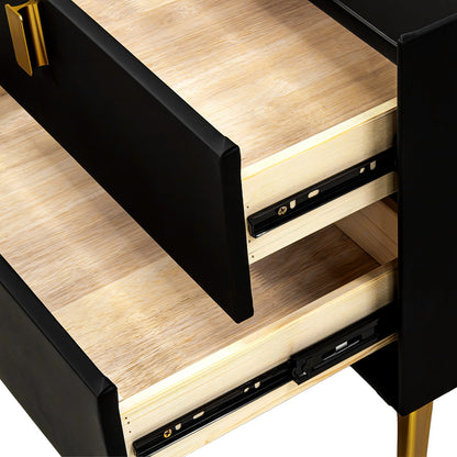 Mesa Noche Buro Negro Inteligente Cargador Inalambrico Luz Led Usb