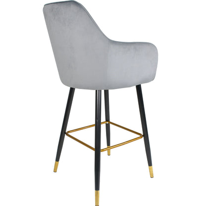 Silla Alta Tapizada Banco Sillon Eames Gris Terciopelo