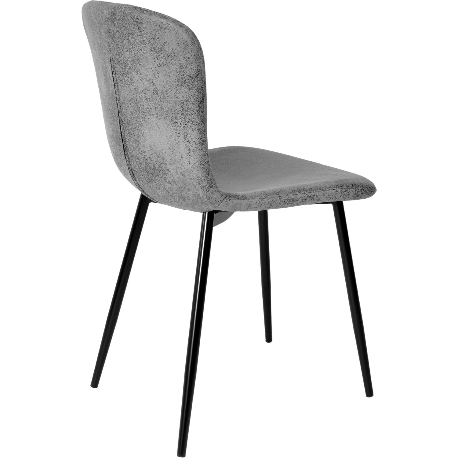 Set 4 Sillas Juego Comedor Cocina Suede Gamuza Gris Color De La Estructura De La Silla Negro