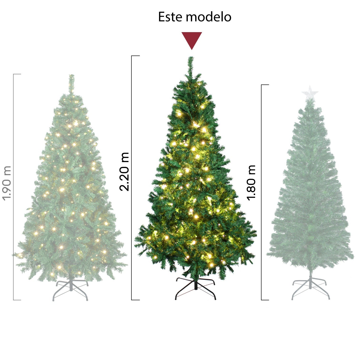 Arbol Navidad Verde Frondoso 2.20 Cm Luces Led 1104 Ramas
