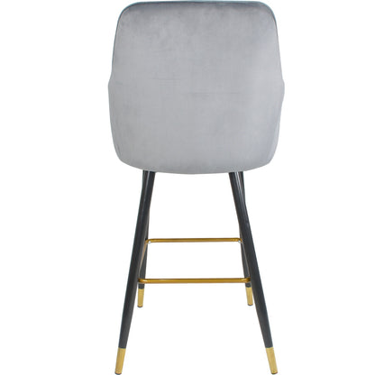 Silla Alta Tapizada Banco Sillon Eames Gris Terciopelo