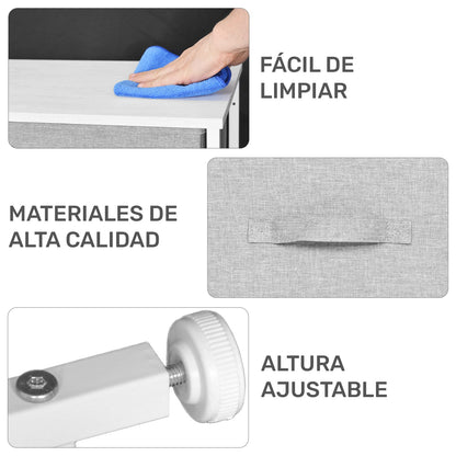 Mueble Buro Organizador Comoda 4 Cajones Tela Moderno Gris