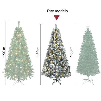 Arbol Navidad Nevado 180 Cm Luces Led Frondoso 600 Ramas