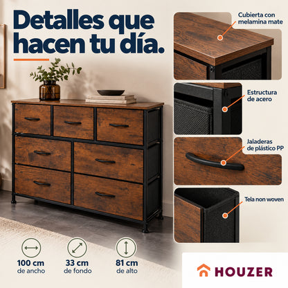 Comoda Cajonera Horizontal 7 Cajones Organizador Recamara Country