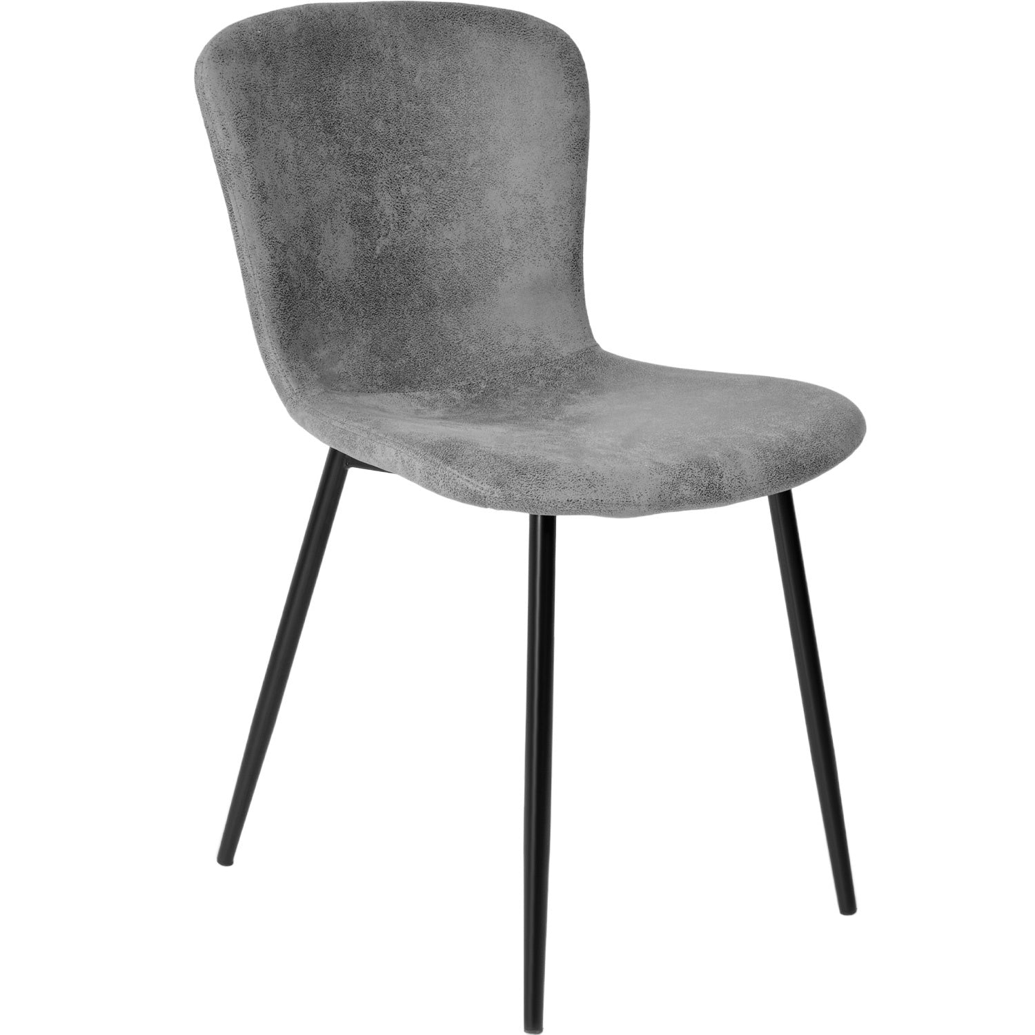 Set 4 Sillas Juego Comedor Cocina Suede Gamuza Gris Color De La Estructura De La Silla Negro