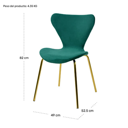 Sillas Comedor Tapizada Minimalista Terciopelo Verde