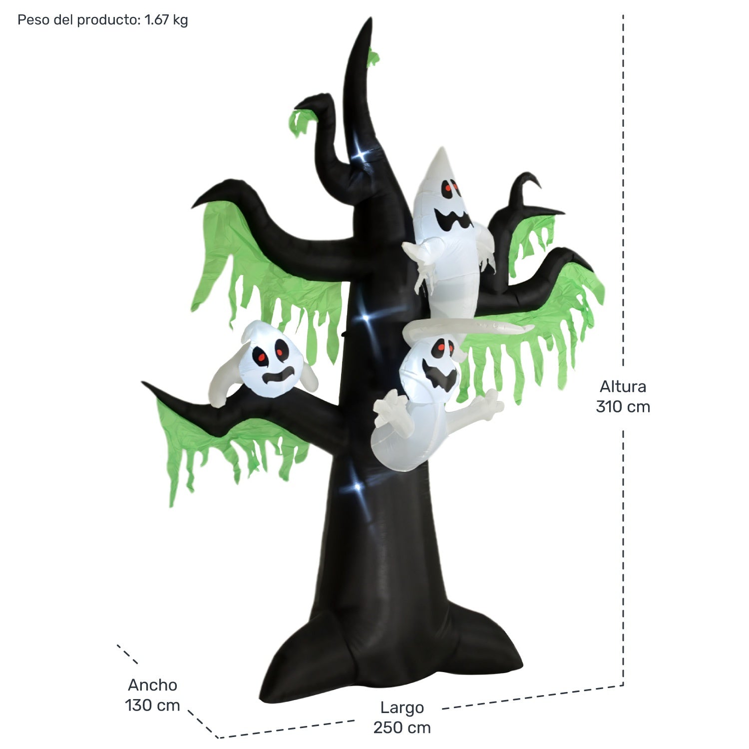 Inflable Halloween 3.1 Mts Arbol Fantasma Extra Grande Led