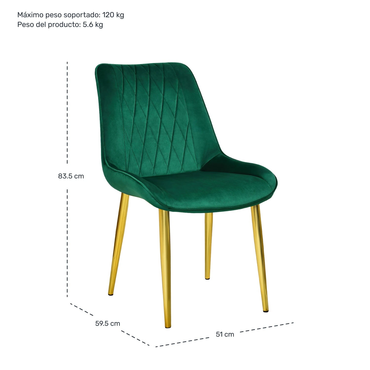 Silla Comedor Tapizadas Terciopelo Elegantes Verde
