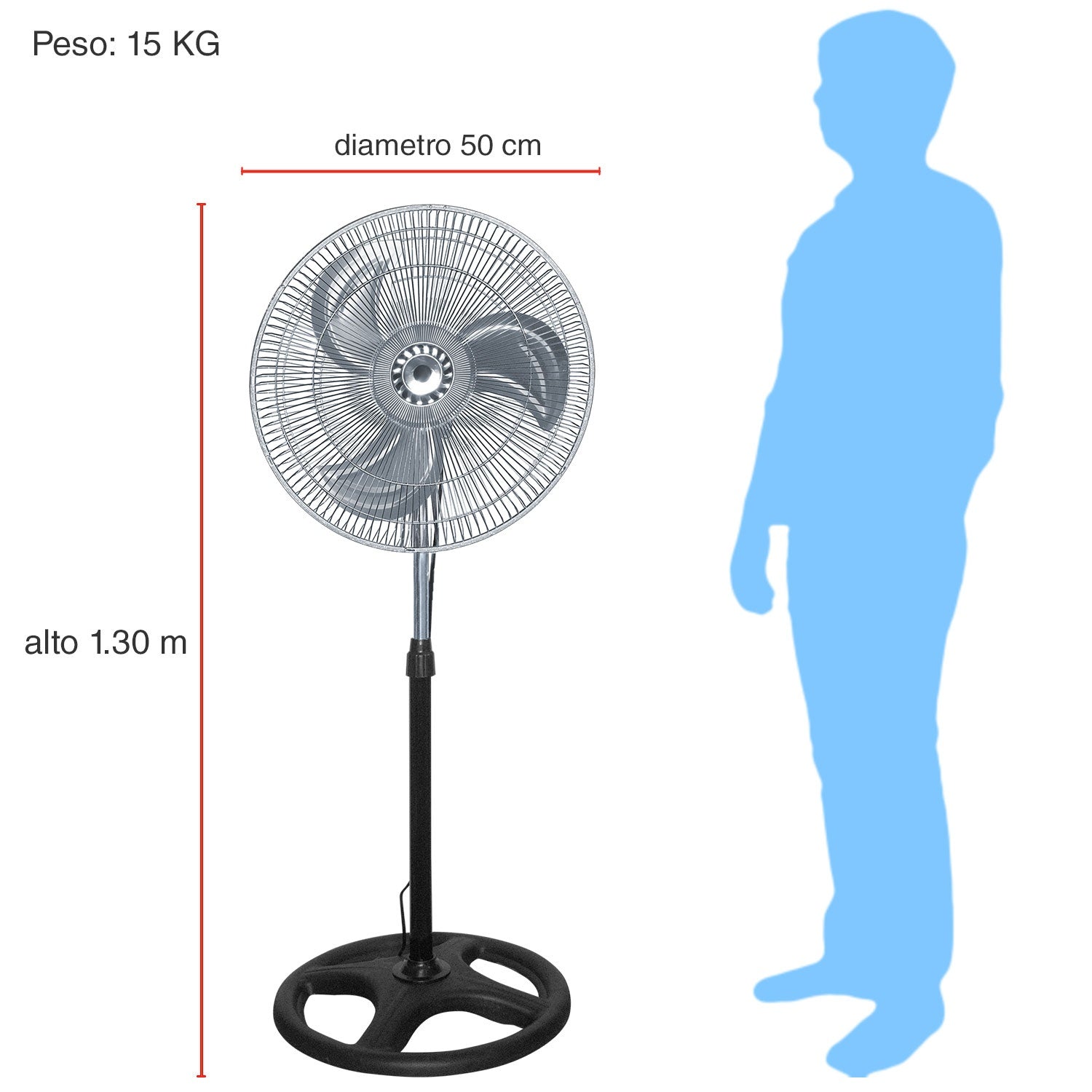Ventilador 3 En 1 Negro Con 3 Aspas Color Plateado, 18 De Diámetro