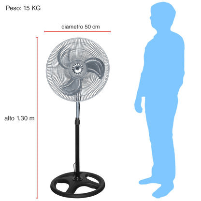 Ventilador 3 En 1 Negro Con 3 Aspas Color Plateado, 18 De Diámetro