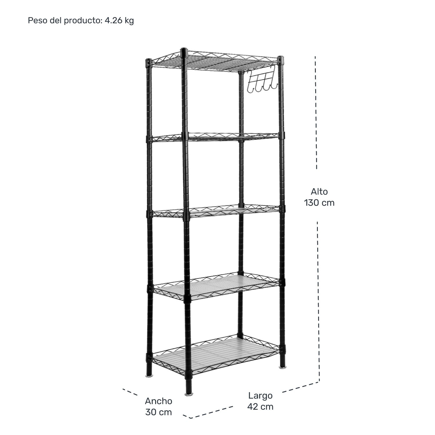 Estante Organizador Metálico Cocina Baño De 5 Niveles