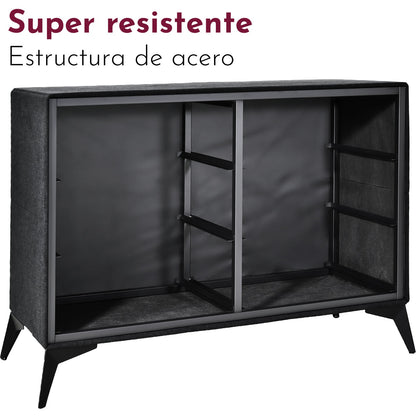 Comoda Mueble Cajonera Buro 6 Cajones Tela Tejido Recamara Color Negro