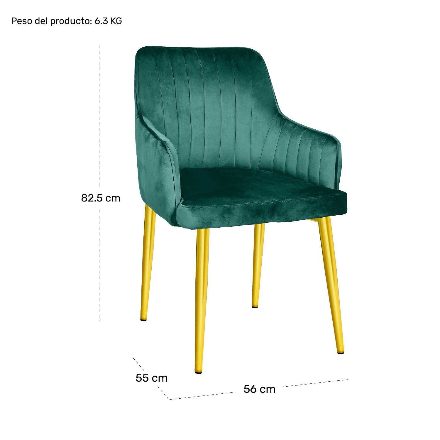 Silla Sillones Comedor-Modernos Terciopelo Elegantes Verde