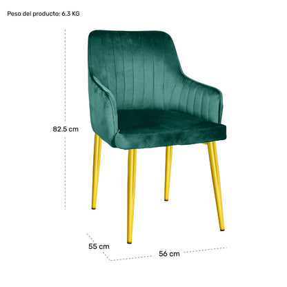 Silla Sillones Comedor-Modernos Terciopelo Elegantes Verde