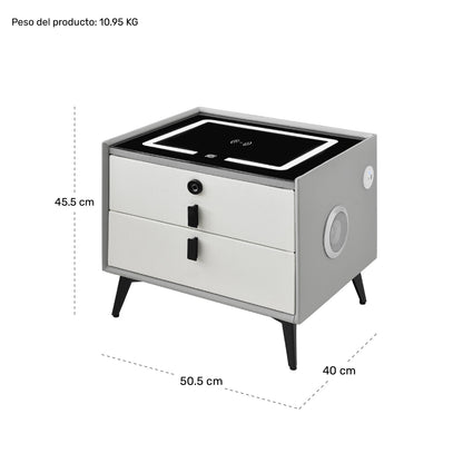 Mesa Buro Huella Inteligente Cargador Inalambrico Led Audio