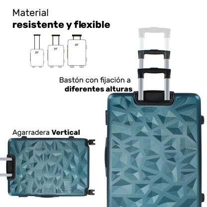 Set Juego 3 Maletas Rigidas Equipaje Viaje 4 Ruedas 360 Azul
