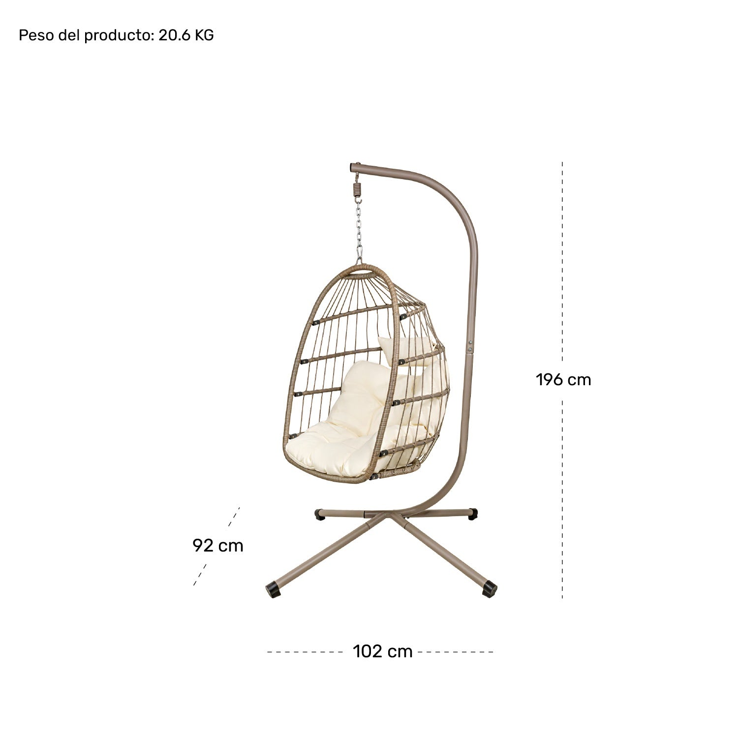 Columpio Exterior Hamaca Silla Colgante Terraza Jardin