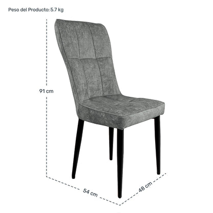 Silla Comedor Alta Vinipiel Moderna Tapizada  Estructura De La Silla Negro Asiento Gris Oscuro