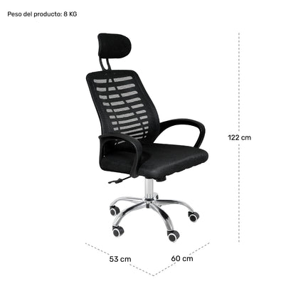Silla De Oficina Alta Ejecutiva Escritorio Ajustable Mesh Negro
