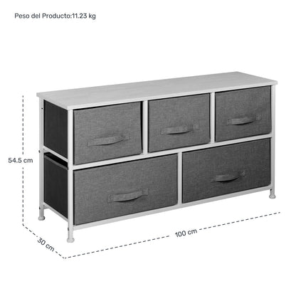 Mueble Buro Organizador Comoda Tela Metal 5 Cajoneras