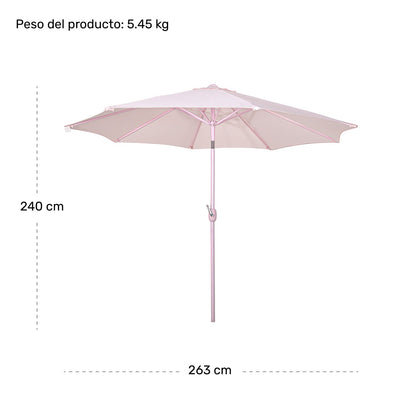Sombrilla Jardin Exterior 2.63m Inclinacion Playa Terraza Color Rosa Lisa