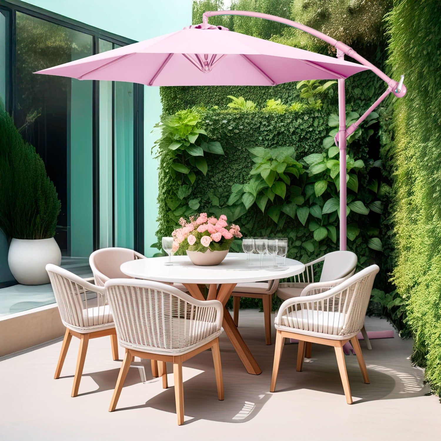 Sombrilla Rosa 2.9 M Jardin Exterior Playa Terraza | Houzer
