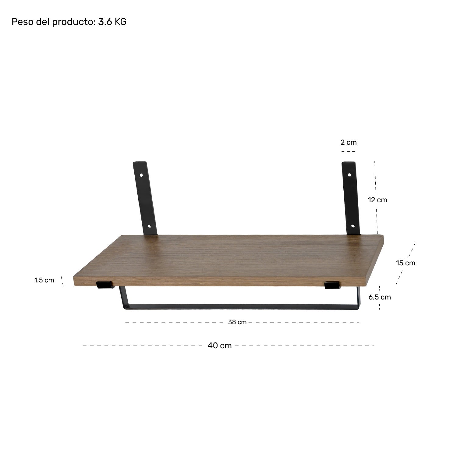 Set 4 Repisas Madera Estantes Flotantes Modernas 40x15 Cm