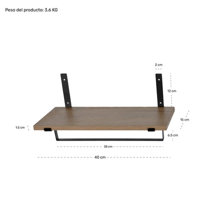 Set 4 Repisas Madera Estantes Flotantes Modernas 40x15 Cm