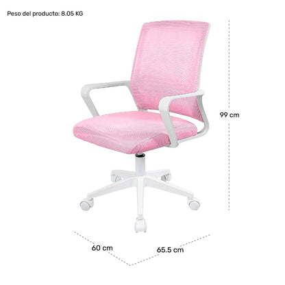 Silla Oficina Ajustable Ergonomica Escritorio Giratoria Rosa