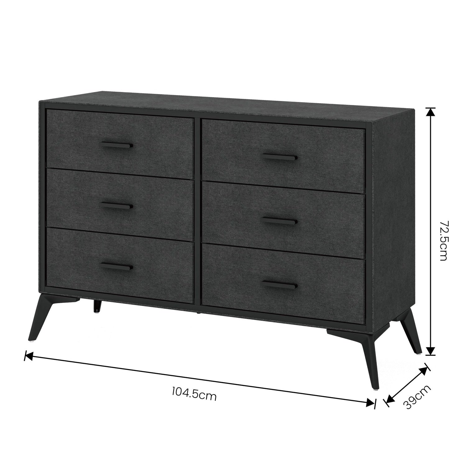 Comoda Mueble Cajonera Buro 6 Cajones Tela Tejido Recamara Color Negro
