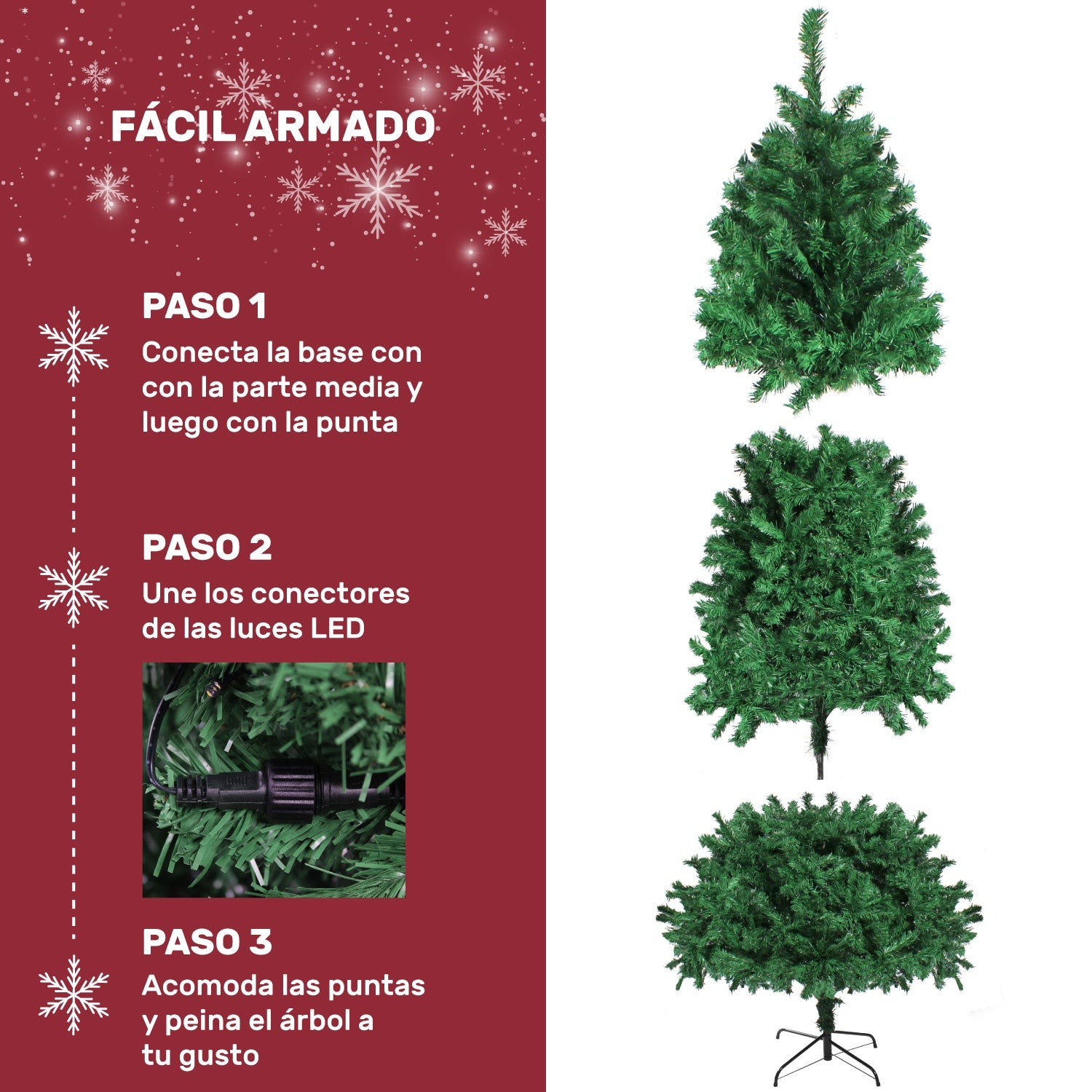 Arbol Navidad Verde Frondoso 2.20 Cm Luces Led 1104 Ramas