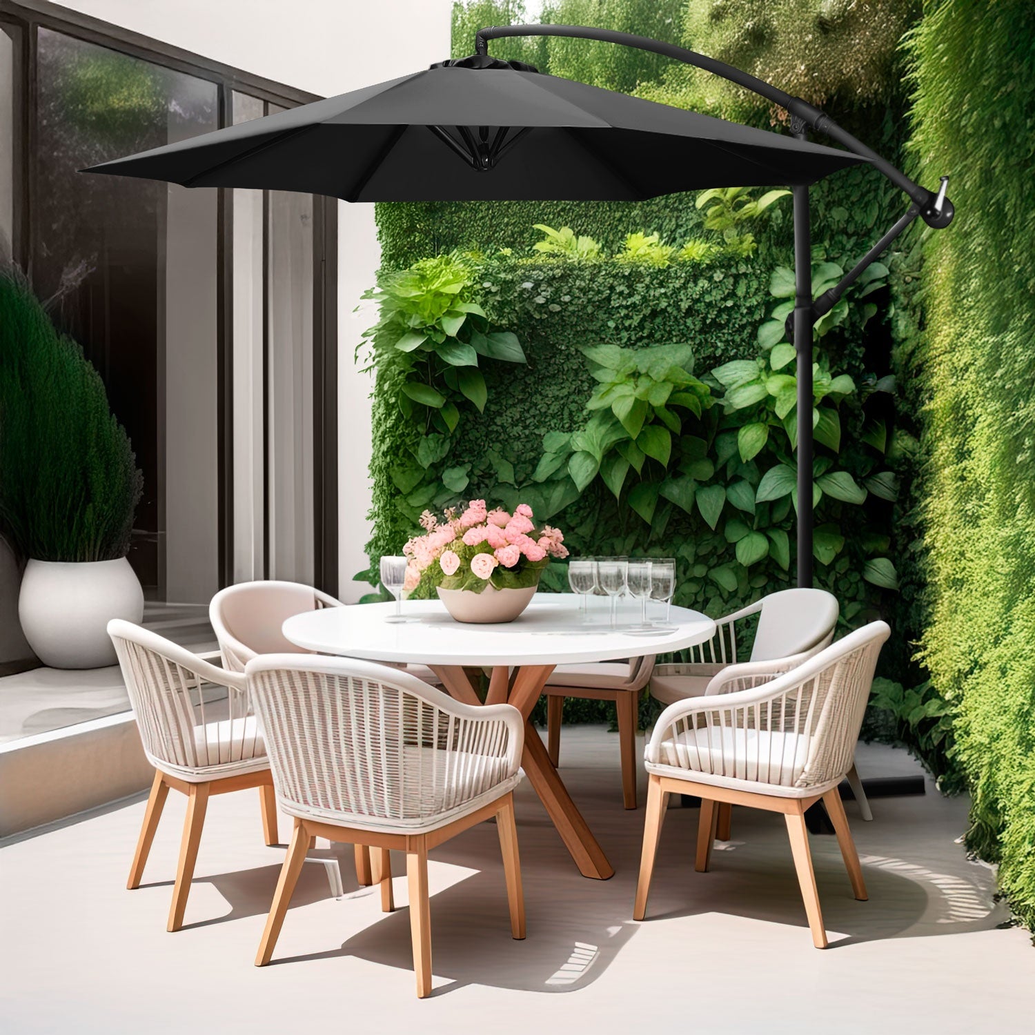 Sombrilla Moderna 2.9 M Jardin Exterior Playa Terraza Negro