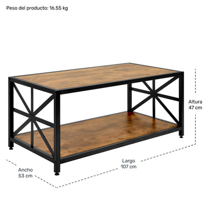 Mesa Centro Rectangular Sala Cafe 2 Niveles Shaula