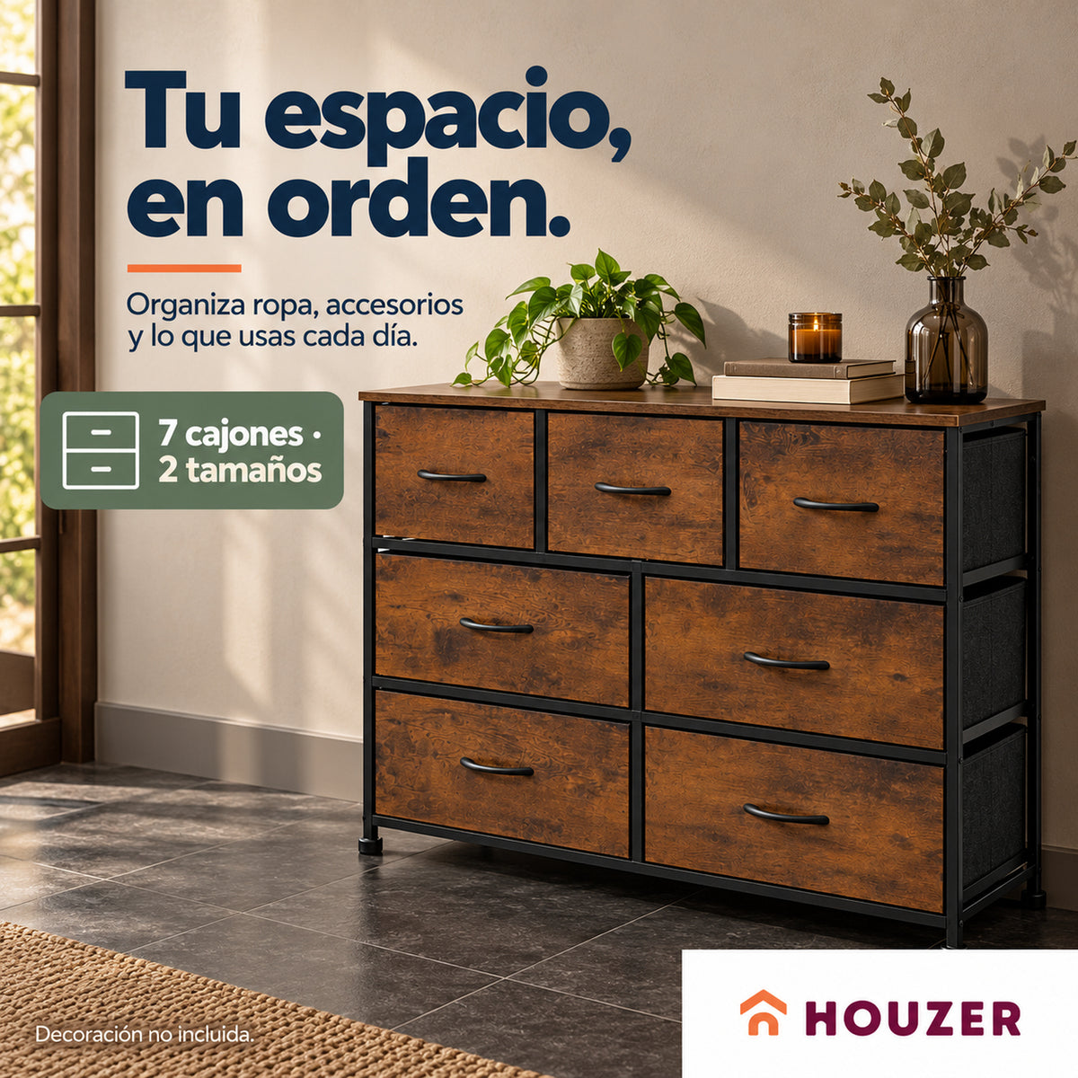 Comoda Cajonera Horizontal 7 Cajones Organizador Recamara Country
