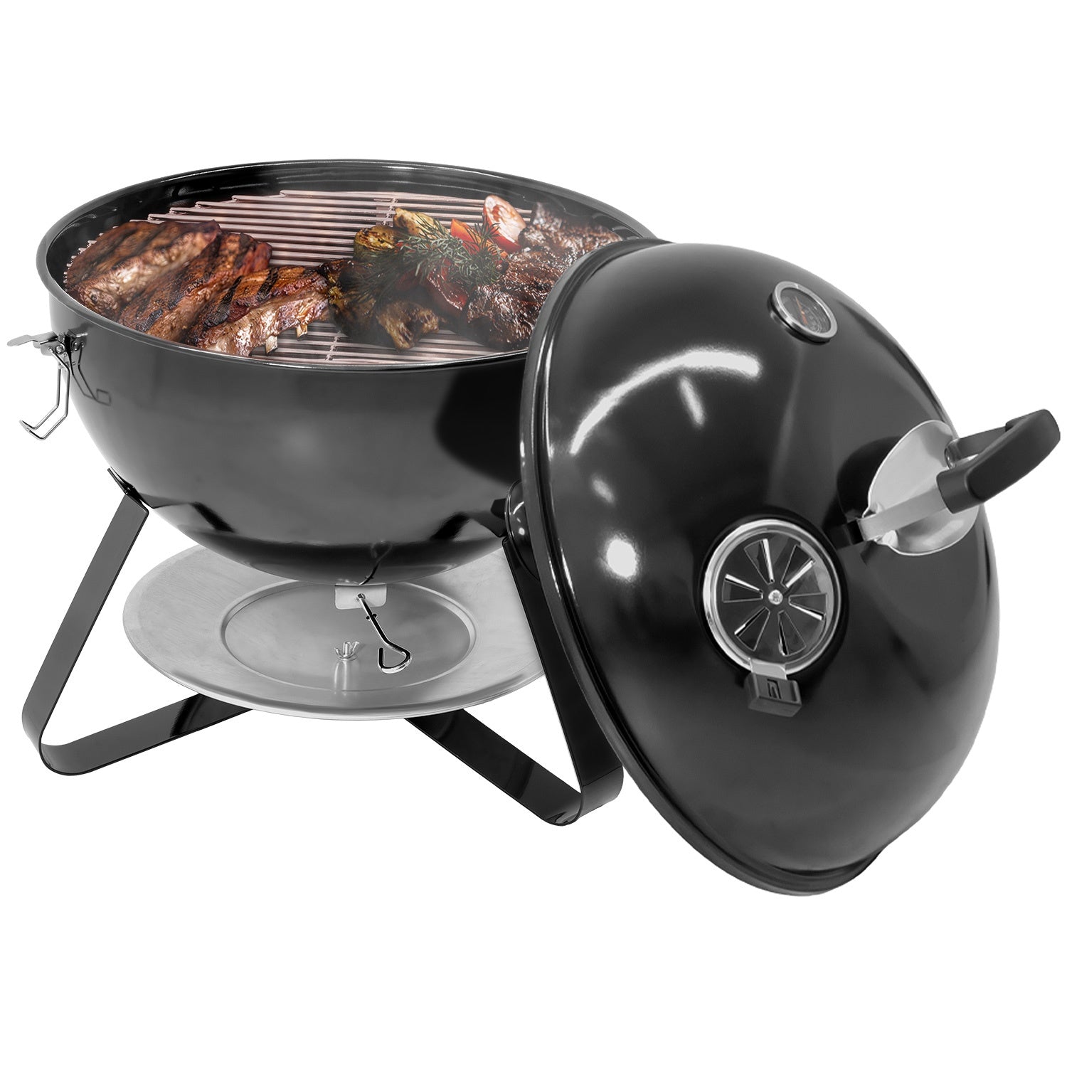 Asador Ahumador Tipo Bala 2 En 1 Carbon 2 Parrillas 20