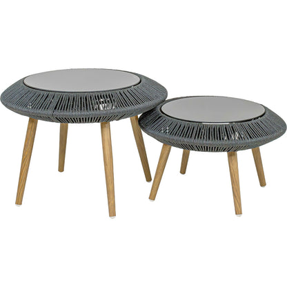 Sala Exterior Tejida Terraza Jardin 5 Pz Negro Mesa Doble