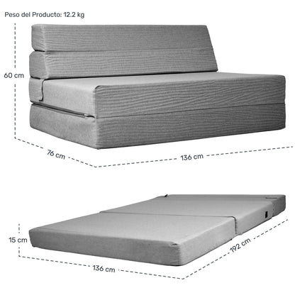 Sofa Cama Futon Plegable Modular Sala Mueble 3 En 1